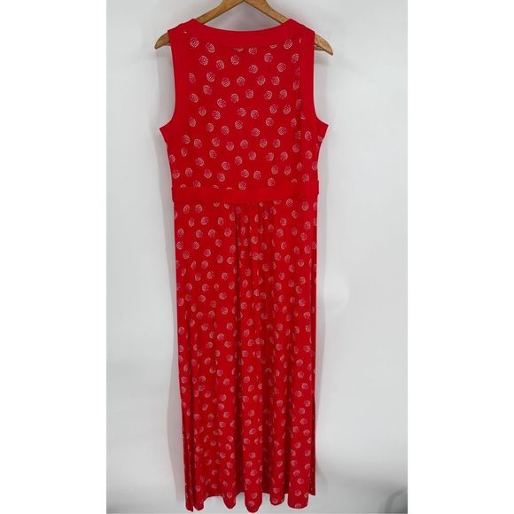 Lands End Maxi Dress Women’s Large Red Tank Sleeveless Long‎ Bright Cherry Print - Picture 1 of 12